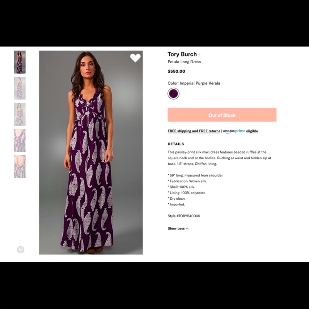 Tory Burch Petula Silk Maxi Dress